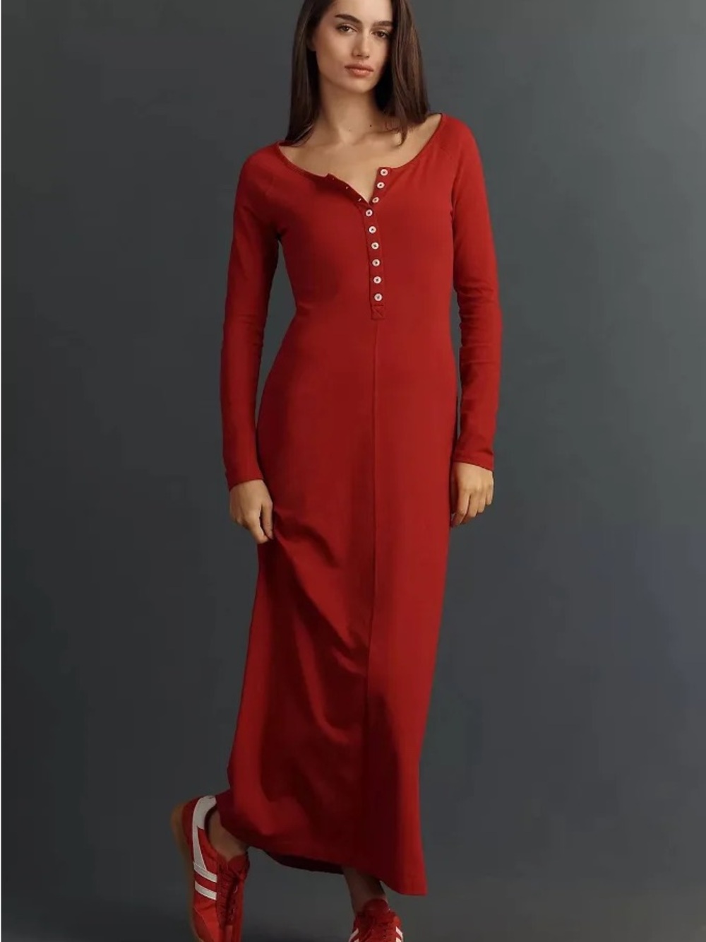 LSPACE x Anthropologie Long-Sleeve Maxi Dress S/ red